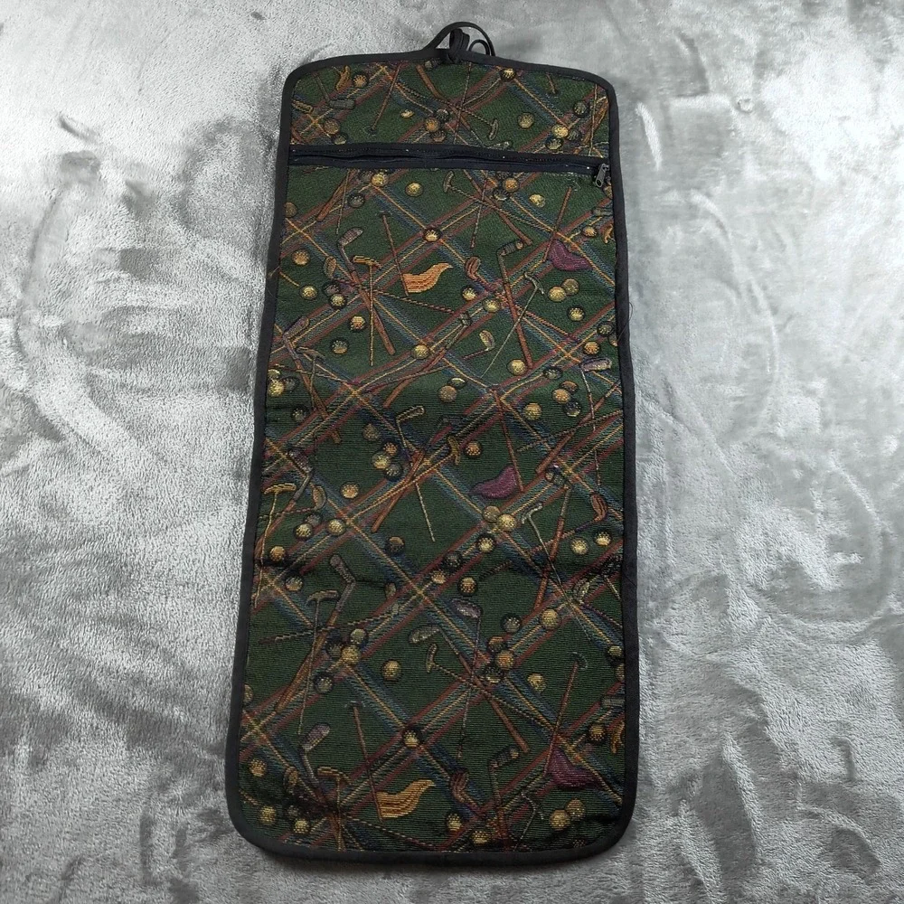 Vintage Golf Duffle Bag Organizer Set Green Tapestry Travel Pack Made In USA 70s
